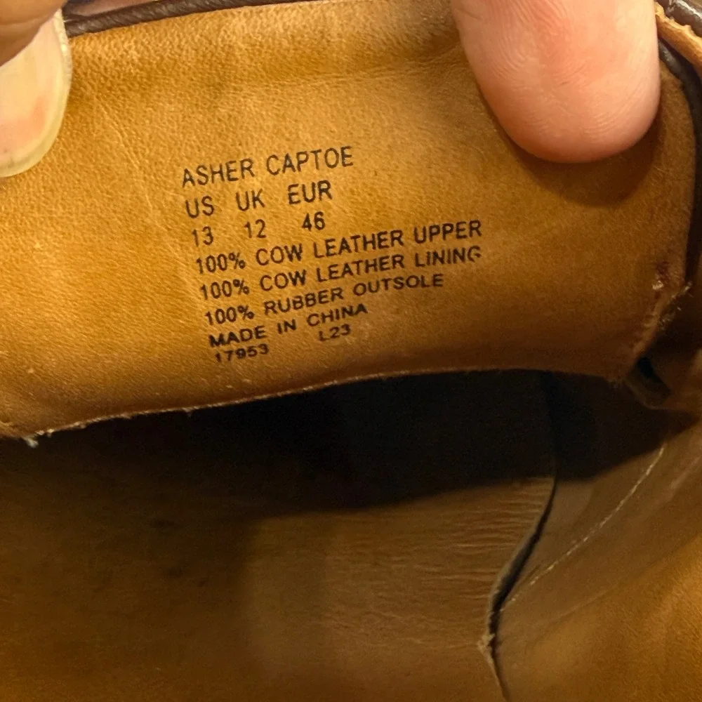 Polo Ralph Lauren Asher Captoe Brown Leather Oxford Dress Shoes Mens 13 Vibram